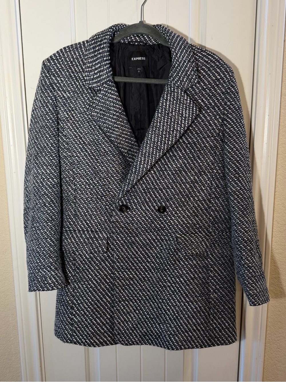 Express Metallic Tweed Double Breasted Blazer Coat Size M - Picture 2 of 10